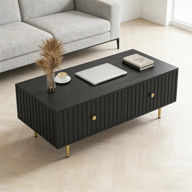 Mesa de Café em Estilo Fazenda com Aparência Vintage Distinta e Desgastada