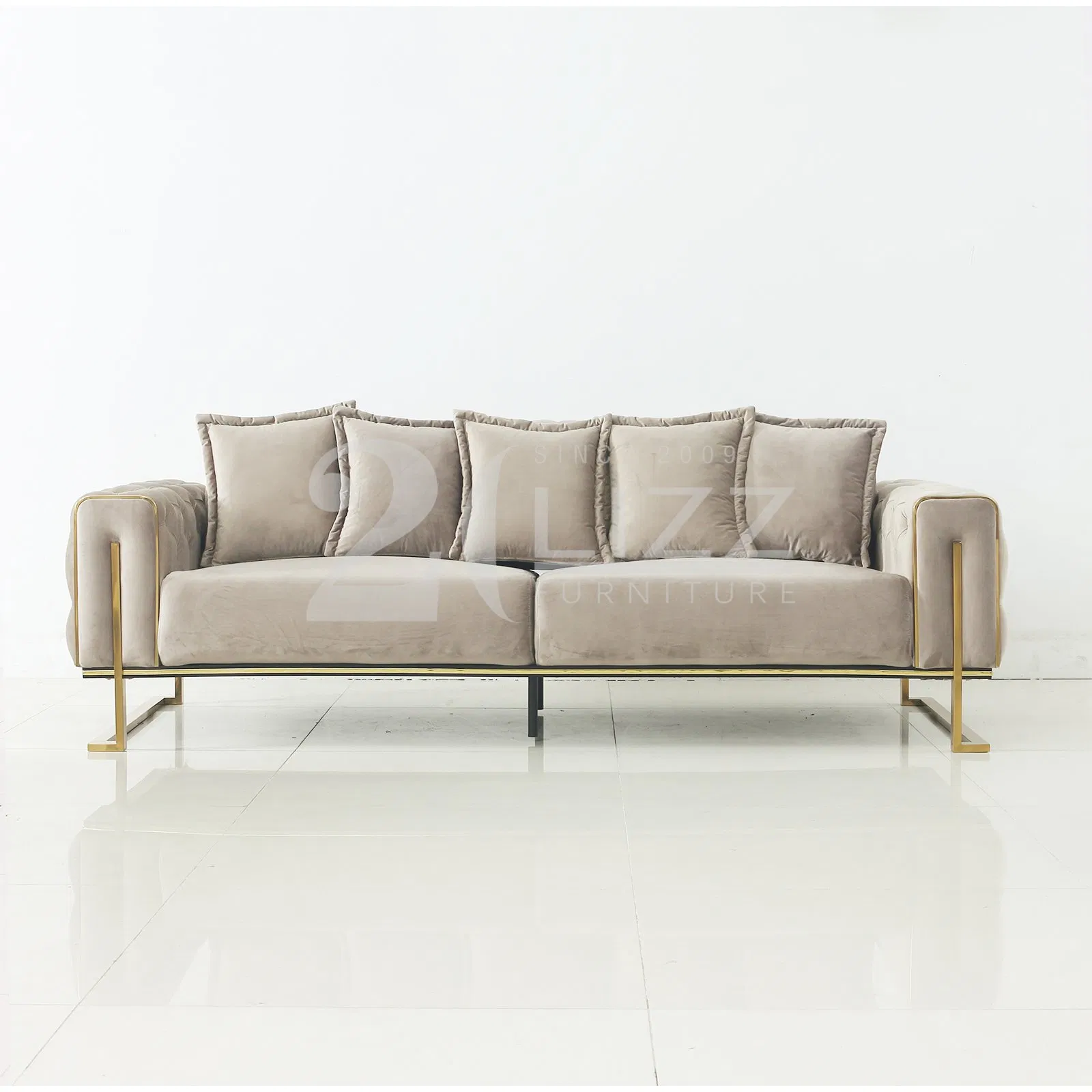 Móveis de Sala de Estar de Luxo Moderno Sofá de Veludo Almofadado 3 e Cama Sofá