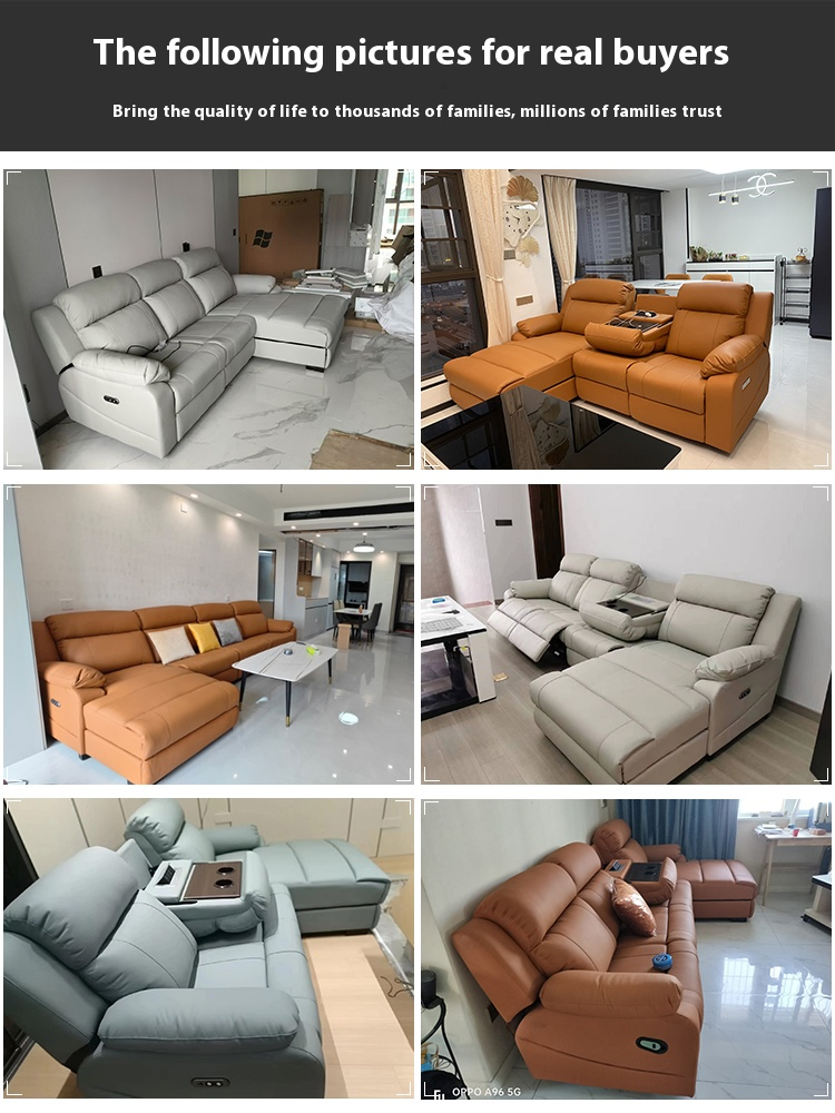 Conjunto de Sofá Reclinado em Couro Moderno para Sala de Estar, Sofá Seccional Ajustável, Móveis de Lounge com Cadeira Funcional em Movimento, Design Confortável