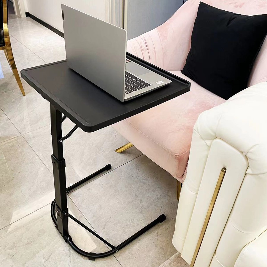Mesa portátil ajustável dobrável de plástico preto multifuncional para laptop ao lado da cama