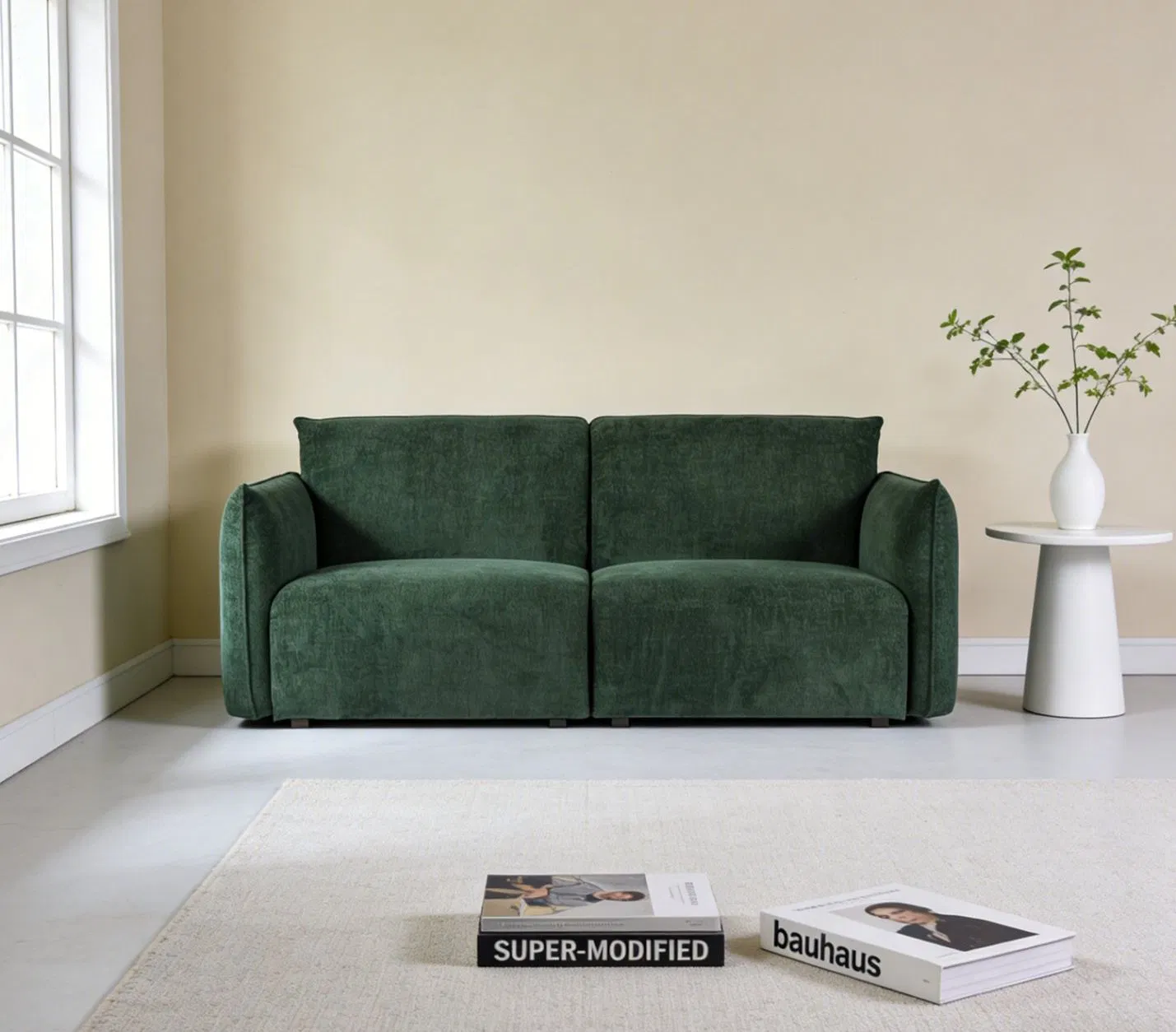 Sofá compacto de dois lugares em tecido e couro, elegante, de luxo suave, moderno, estilo japonês, ecológico, líder de indústria para sala de estar, móveis para casa