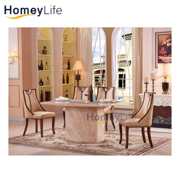 Conjunto de Jantar Vintage Acessível com Mesa de Consola de Tampo de Mármore Sólido