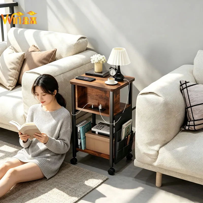 Mesa de cabeceira removível de estilo minimalista, prática para sala de estar, mesa lateral ao sofá