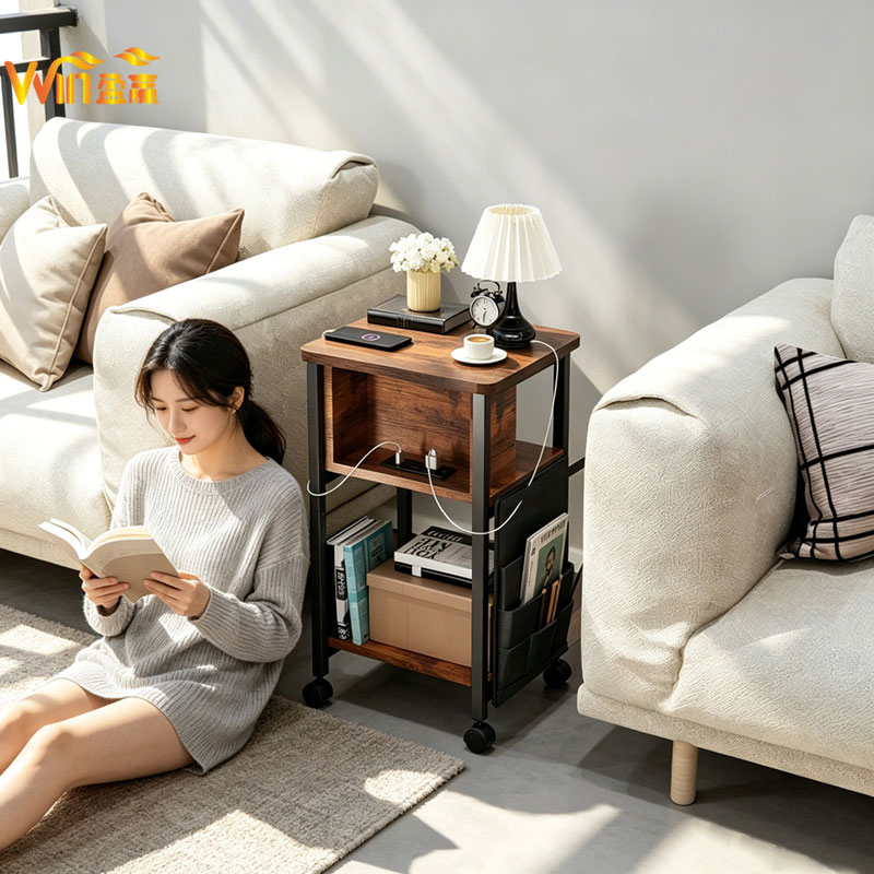Mesa de cabeceira removível de estilo minimalista, prática para sala de estar, mesa lateral ao sofá