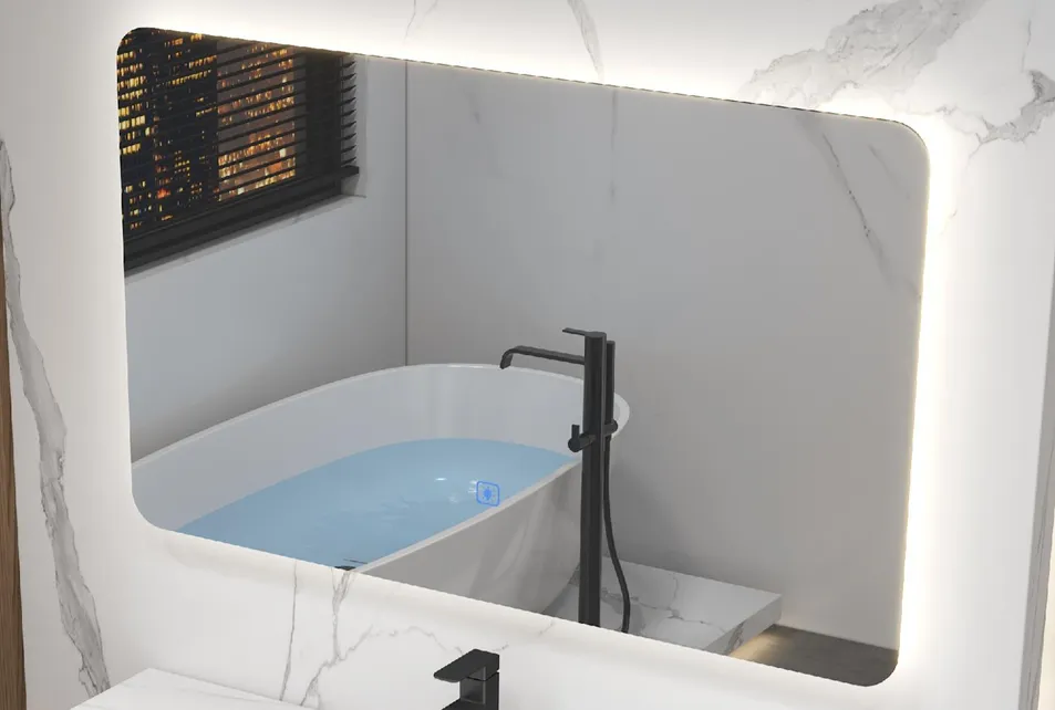 Design de Cor de Mármore Slab Rock Moderno Unidade de Banho Espelho Pia Flutuante Vanidade de Banheiro