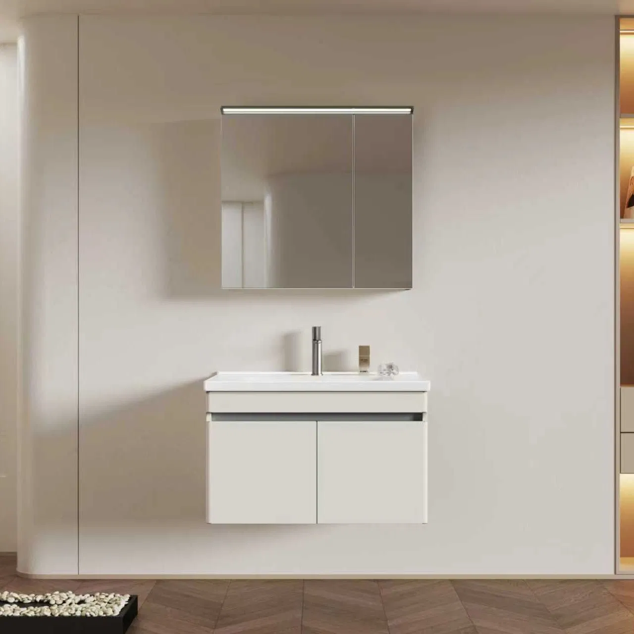 Sk-811 Armário de Banheiro Moderno em Aço Inoxidável 60-80cm com Espelho Inteligente