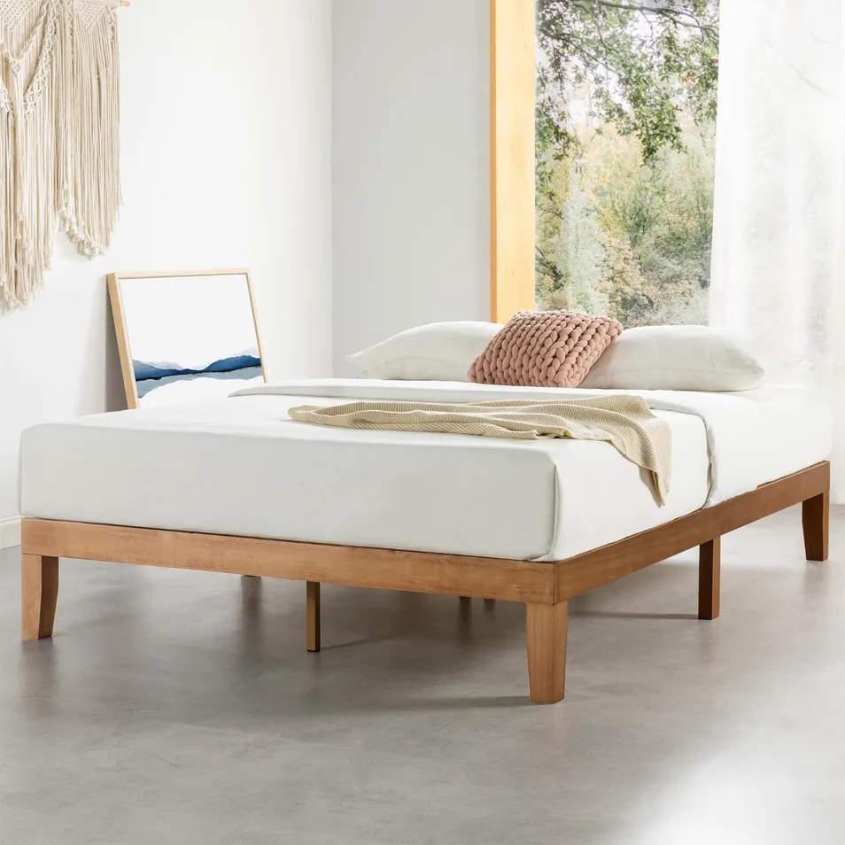 Mesa de cabeceira sólida em madeira nórdica com exterior metálico suave e compartimento para gaveta para sala de estar moderna