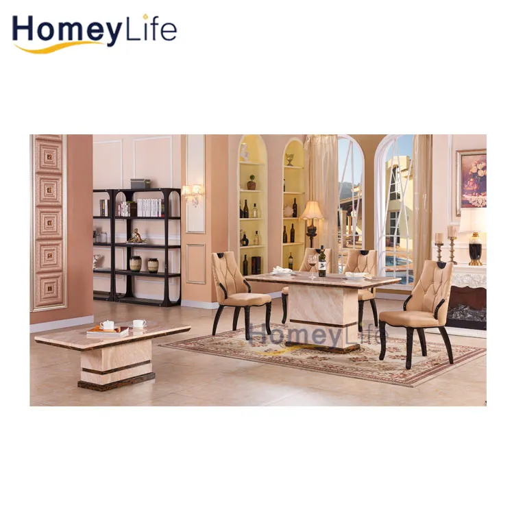 Conjunto de Jantar Vintage Acessível com Mesa de Consola de Tampo de Mármore Sólido