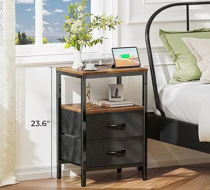 Mesa de cabeceira com estação de carregamento, mesa de cabeceira com portas USB e tomadas