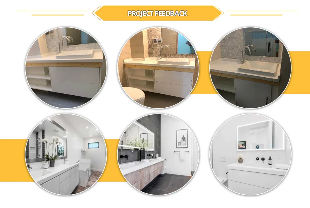 Dobradiça de armário personalizada de fábrica, acabamento fino, economia de espaço, painel espesso, cor personalizada, acabamento laqueado, durável, à prova d'água, design moderno para vaidade