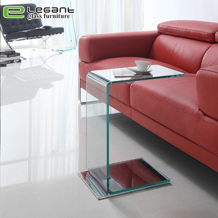 Mesa Lateral de Vidro em Forma de Cogumelo