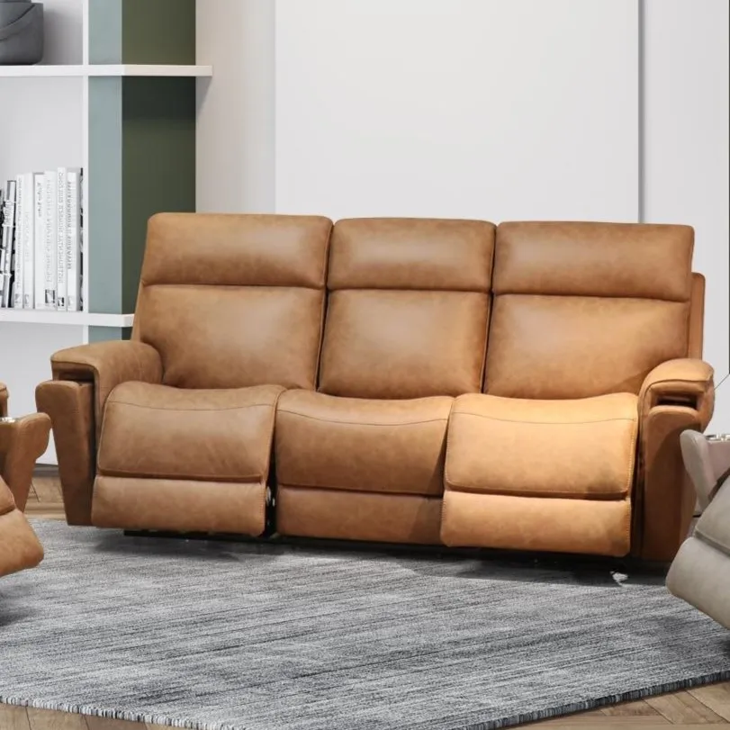 Sofá Recliner Manual de Couro Modular Moderno Conjunto de Sofás para Sala de Estar