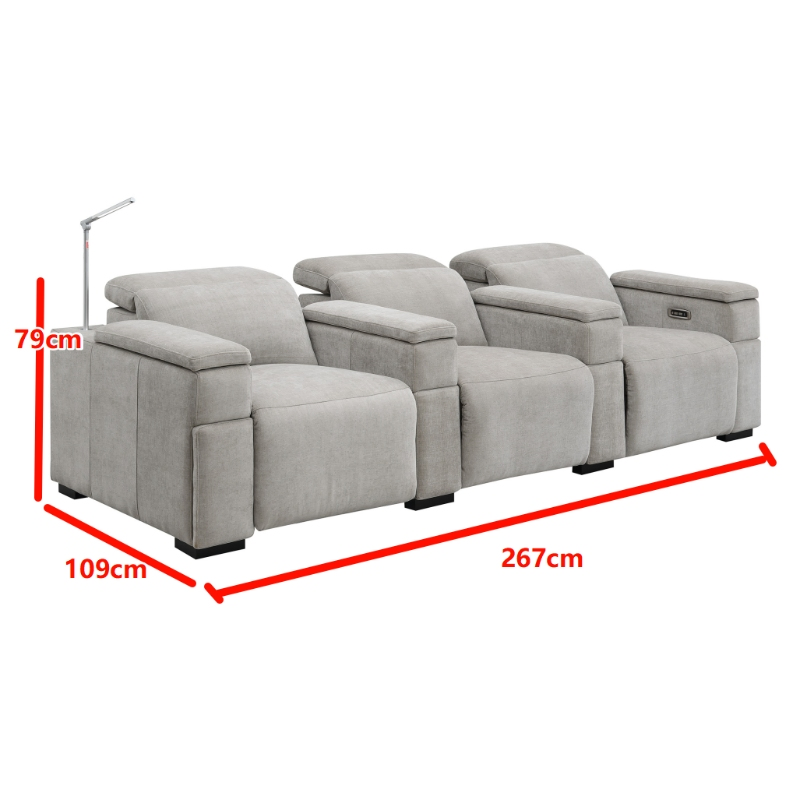 Sofá reclinável de cinema em casa com tecido luxuoso para conforto absoluto