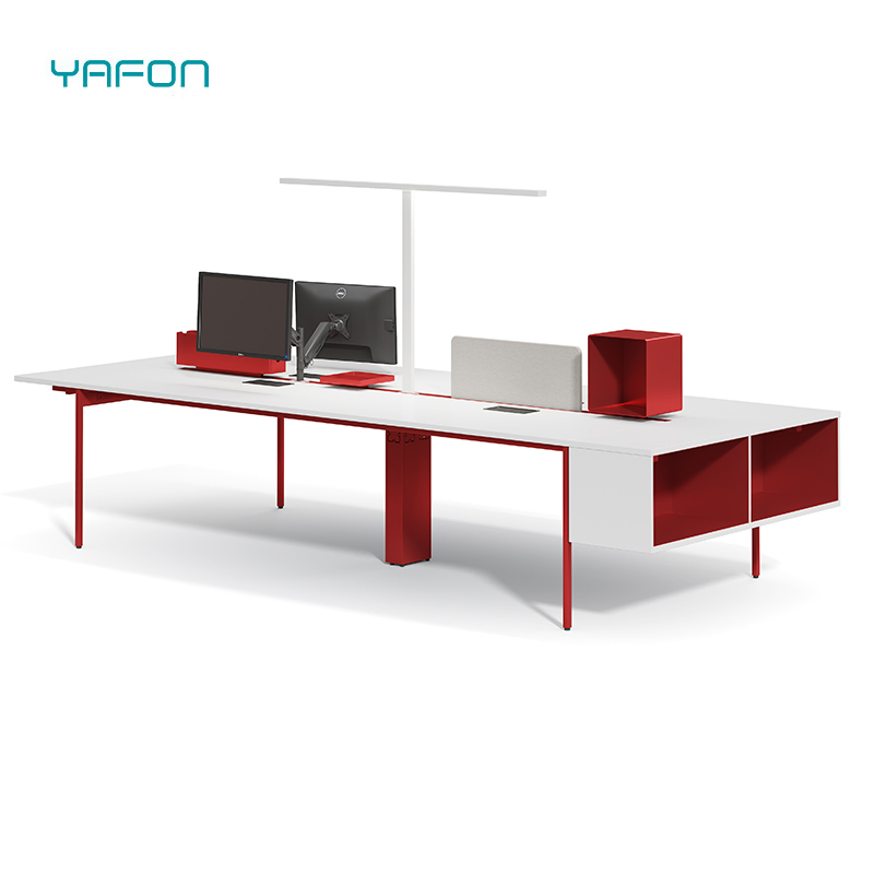 Móvel de Escritório Moderno Mesa de Computador em Painel de Partículas 4 Mesa de Escritório para 4 Estação de Trabalho