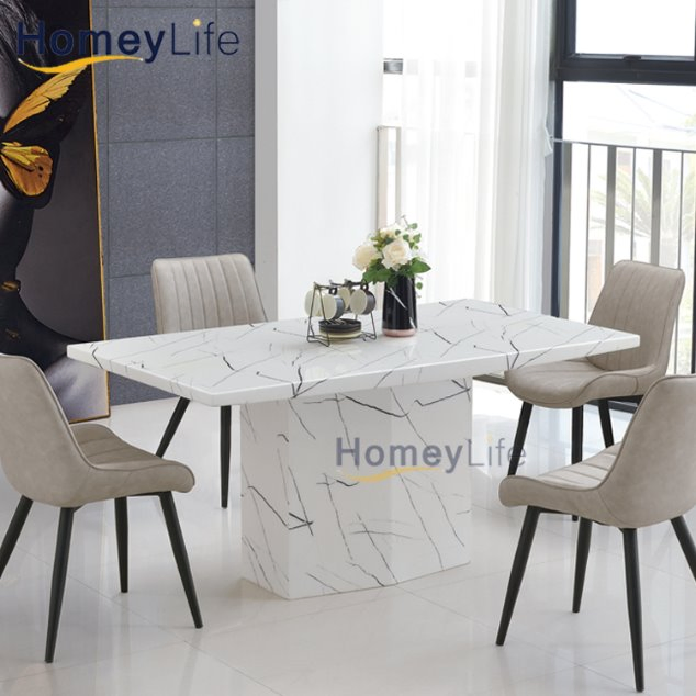 Conjunto de Jantar Vintage Acessível com Mesa de Consola de Tampo de Mármore Sólido