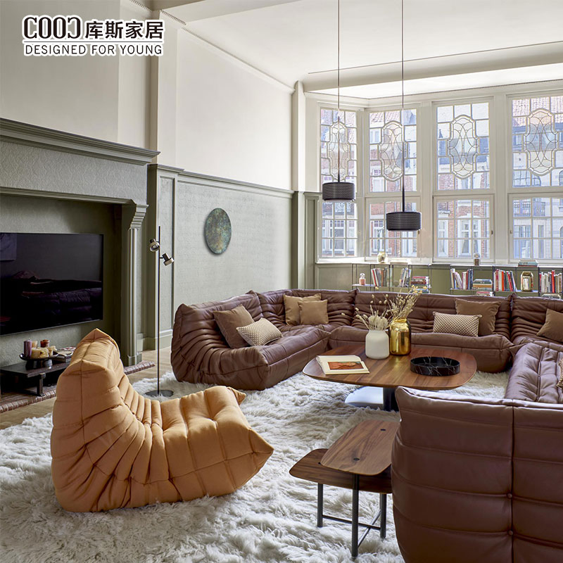 Conjunto de Sofás de Canto Togos de Couro 2 3 Assento Bean Bag Tatami Piso Sofá Individual Cadeira Sofá Preguiçoso