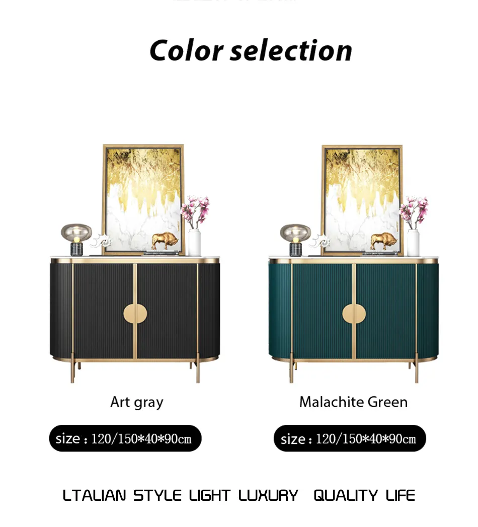 Mesa de console de madeira com design luxuoso, tampo de mármore, aparador com pernas de ouro moderno para sala de estar