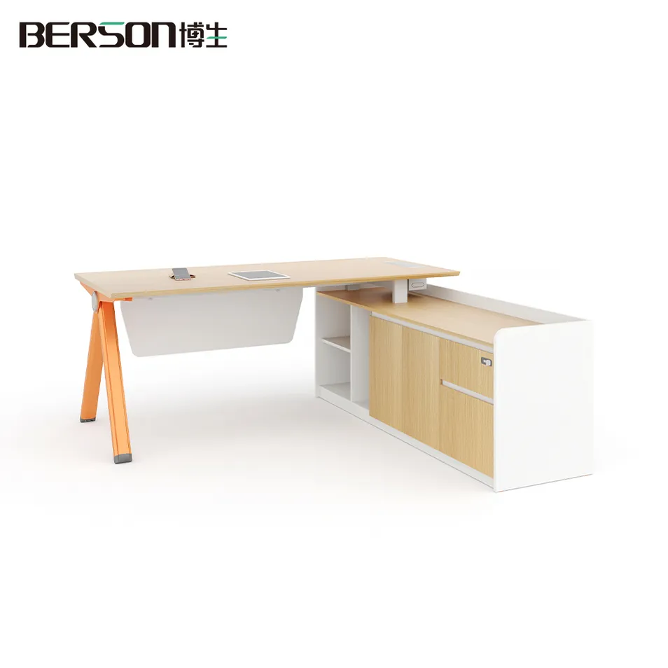 Mesa de Escritório em Madeira em Forma de L para Executivos