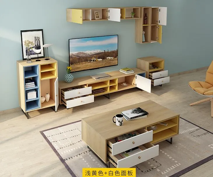 Móveis de Sala de Estar em Madeira Moderna, Mesa Lateral, Suporte para TV, Mesa de Café
