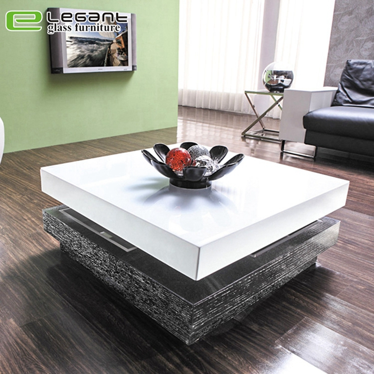 Mesa de Café Redonda com Pé de MDF Preto