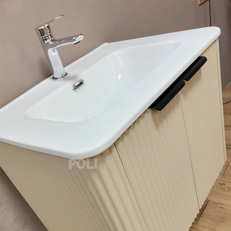 Vanidade de Banheiro Moderna em PVC com Soluções de Armazenamento Estilosas