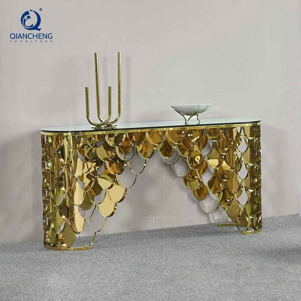 Conjunto de Mesa Console Espelhada Dourada e Preta para Móveis de Luxo