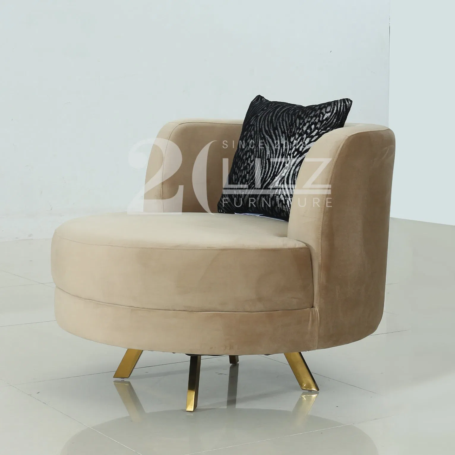 Conjunto de Sofá, Cadeira e Couch de Veludo para Sala de Estar de Luxo Moderno 1 2 3 com Pernas Douradas