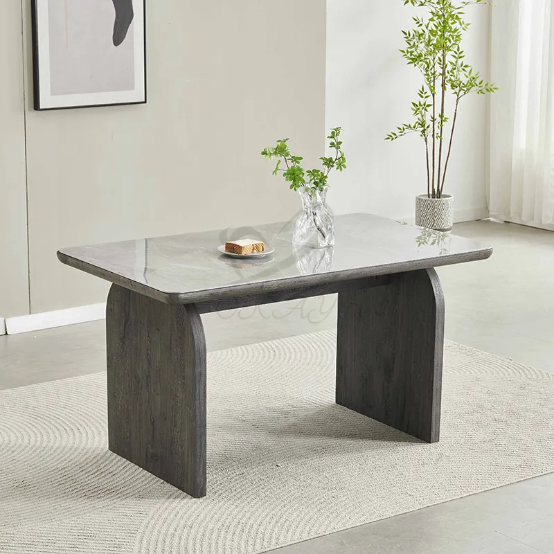 Mesa de Jantar Contemporânea Nórdica 6 Retangular MDF Villa Homestay Mesa de Jantar Mobiliário Nórdico