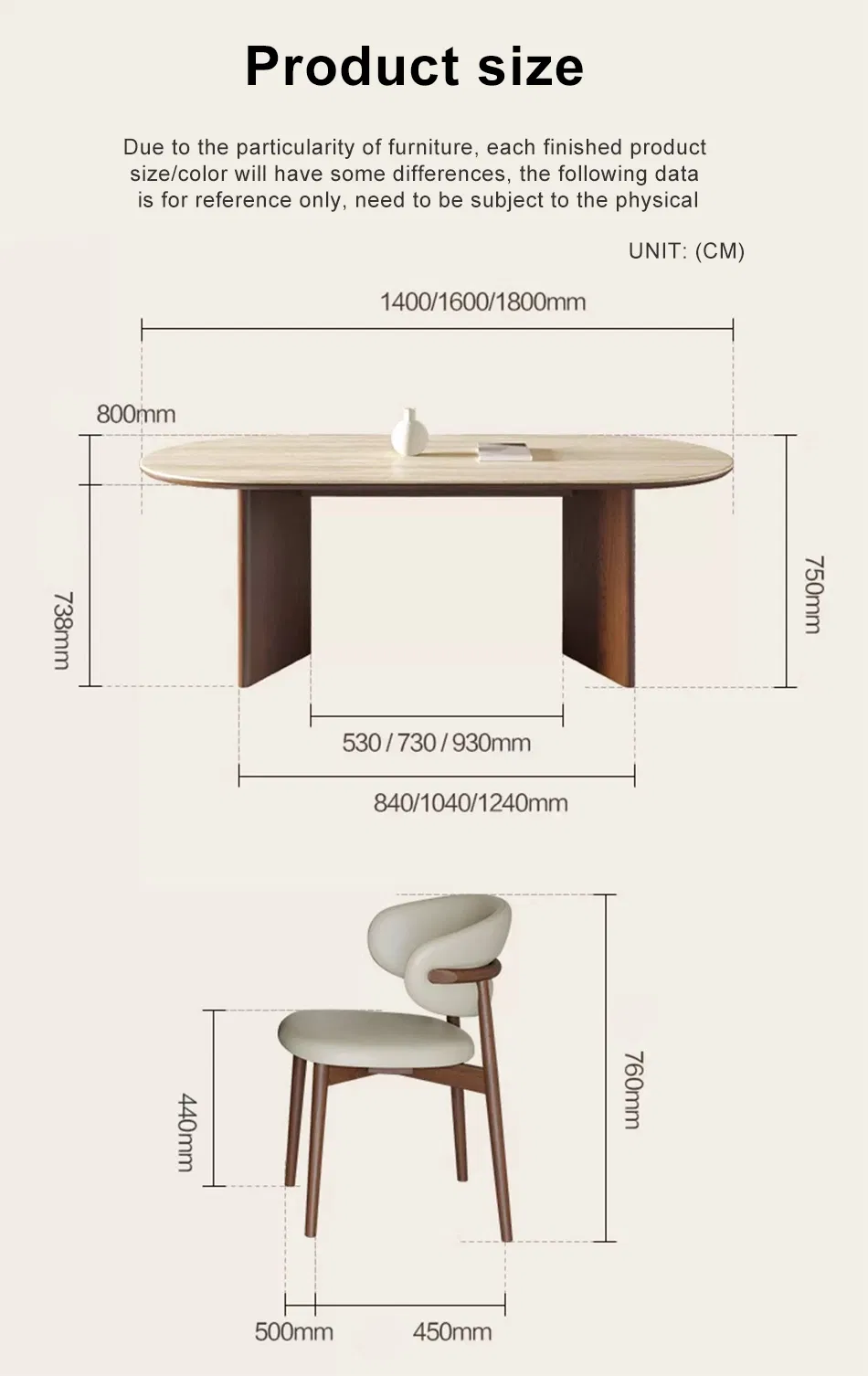 Mesa de Jantar Moderna Escandinava Extensível em Madeira Sólida com Topo de Mármore