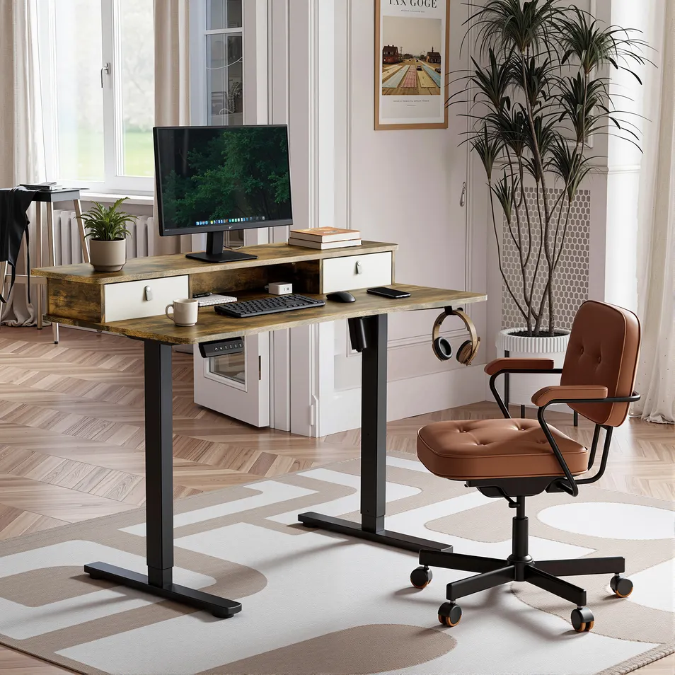 Escrivaninha de escritório em casa, computador, jogo, silenciosa, estável, altura ajustável, armazenamento, mesa de pé