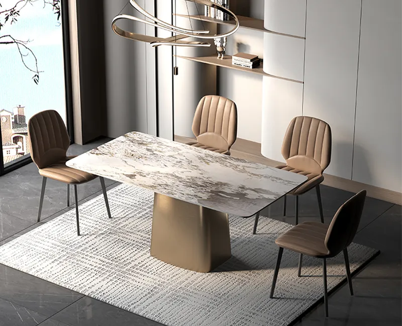 Preço barato Restaurante Sala de Jantar Slate topo mesa de jantar para 6 8 Lugares cadeiras