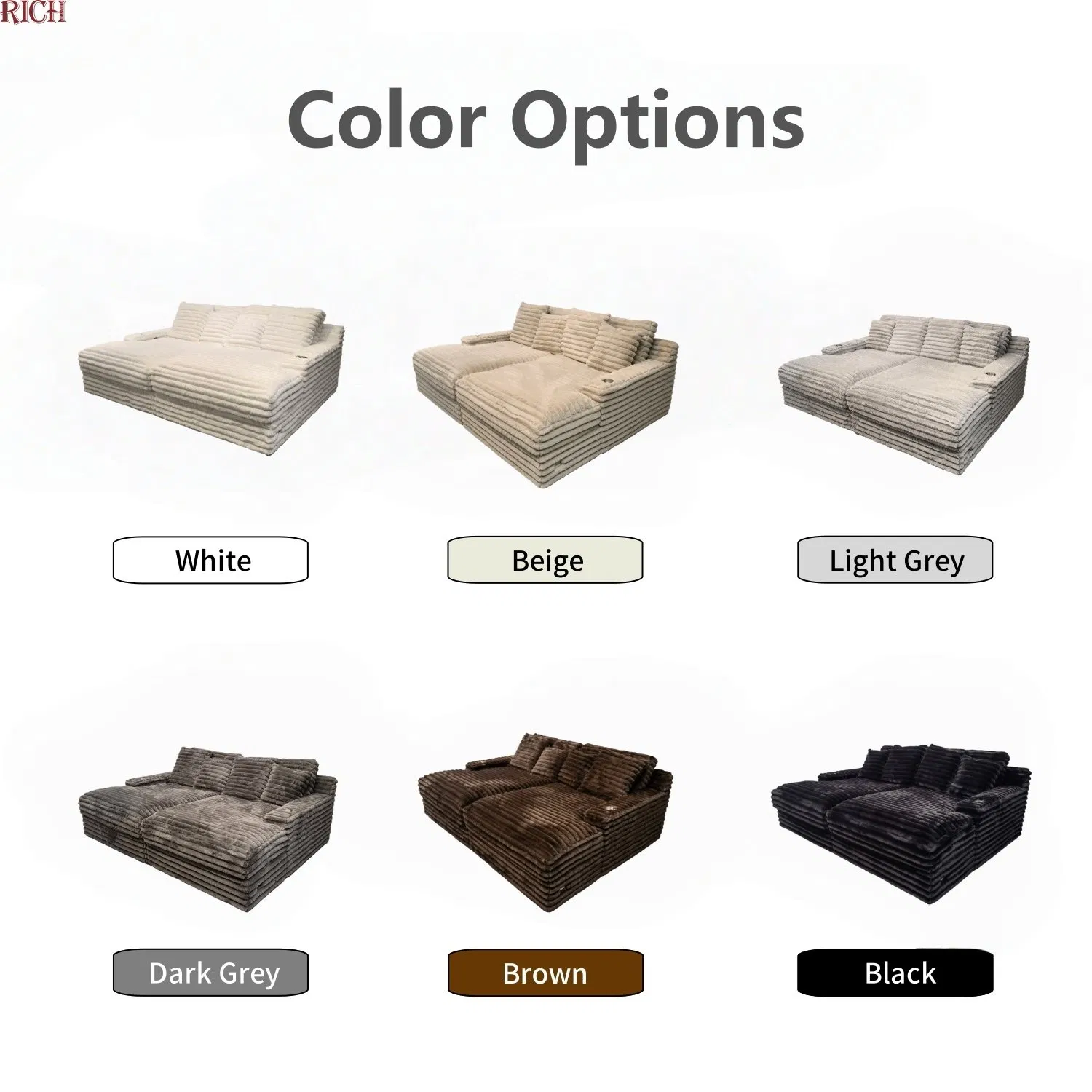 Sofá-cama seccional de veludo modular Villa, tecido macio e peludo para sala de estar