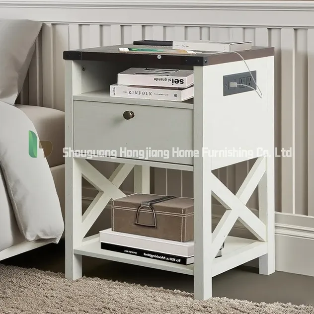 Mesa de cabeceira moderna simples de alta qualidade estilo creme para o quarto