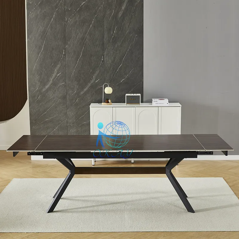 Restaurante Sala de Estar Moderna 6 Mesa de Jantar Retangular Dobrável em MDF