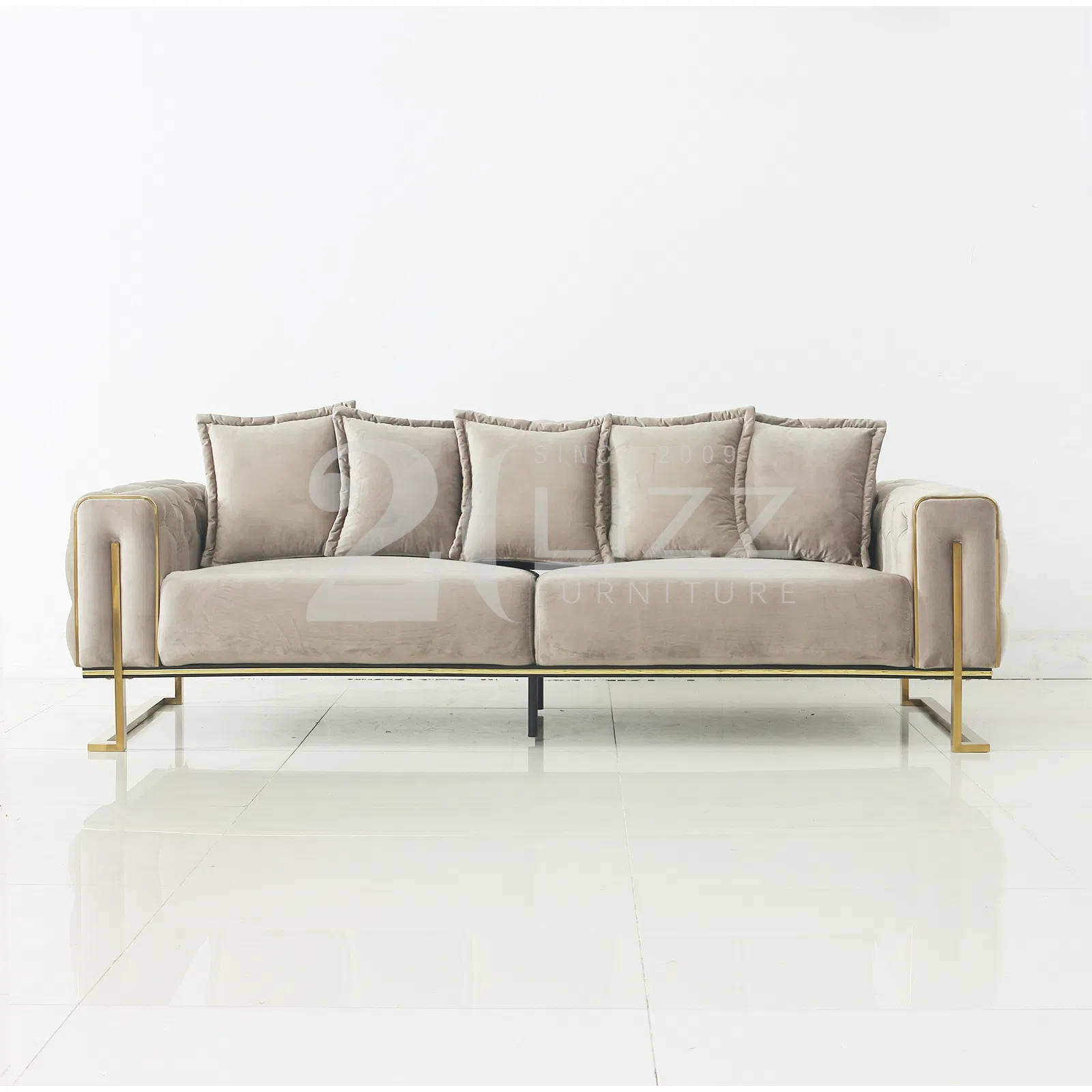 Móveis de Sala de Estar de Luxo Moderno Sofá de Veludo Almofadado 3 e Cama Sofá