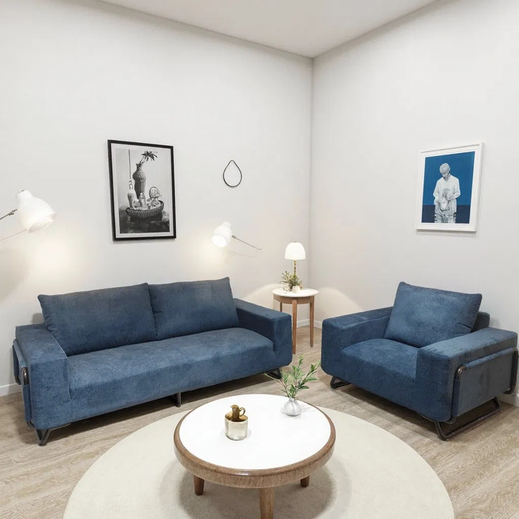 Conjunto de Sofá Modular Comprimido a Vácuo para Sala de Estar em Espuma Pura com Pernas de Metal