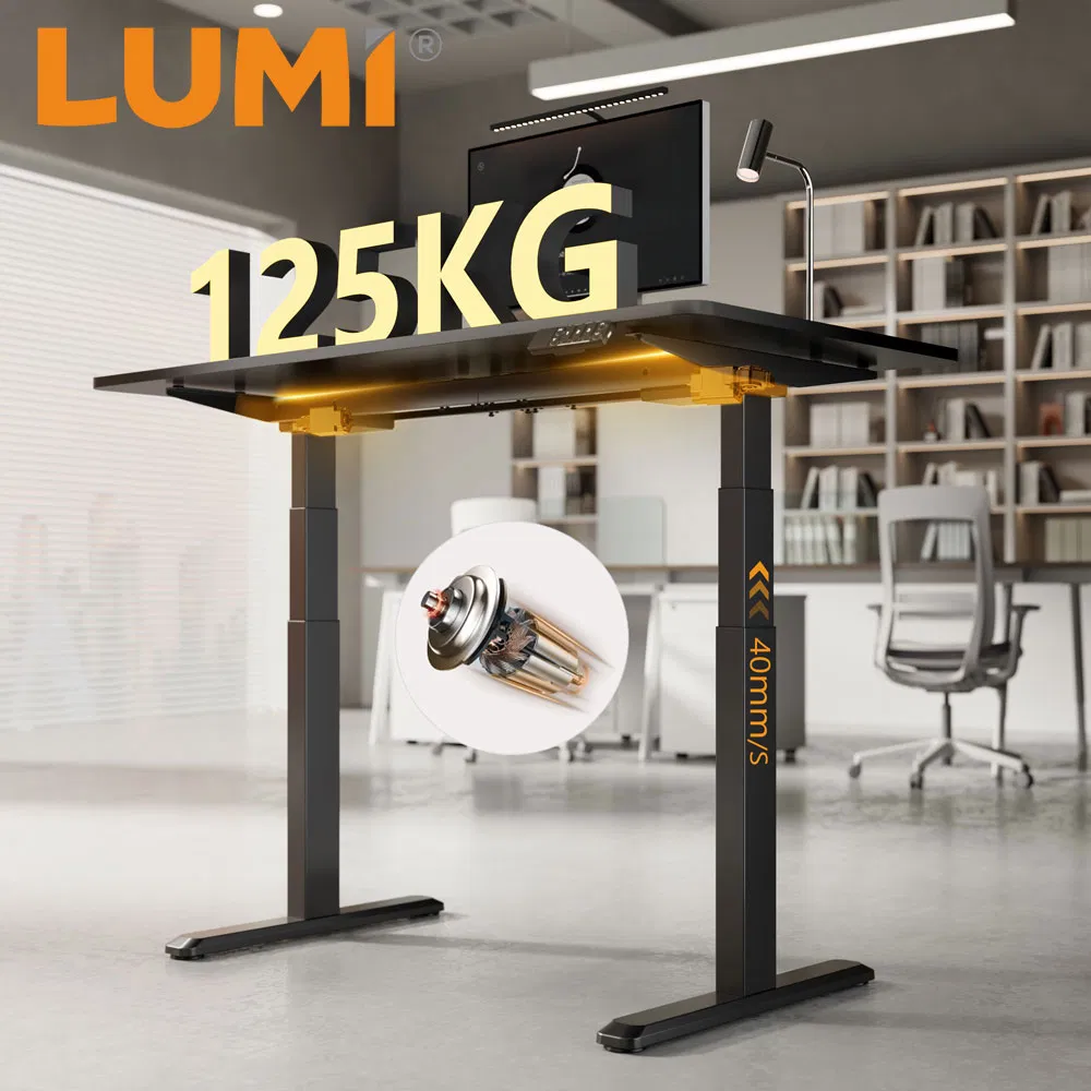 OEM ODM 125kg 3-Stage Mesa Ergonômica Elétrica Ajustável em Altura com Duplo Motor Sem Escovas para Computador
