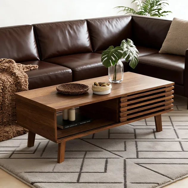 Mesa de Café em Estilo Fazenda com Aparência Vintage Distinta e Desgastada