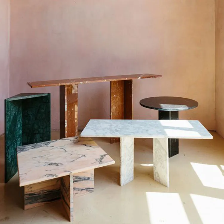 Mesa de Centro de Mármore Travertino Moderno