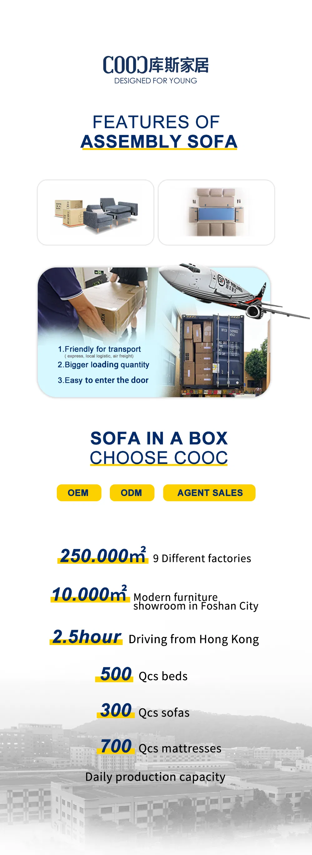 Novo Sofá Seccional em Forma de U Estofado com Penas e Plumas, Cinza Nuvem, com Cama e USB