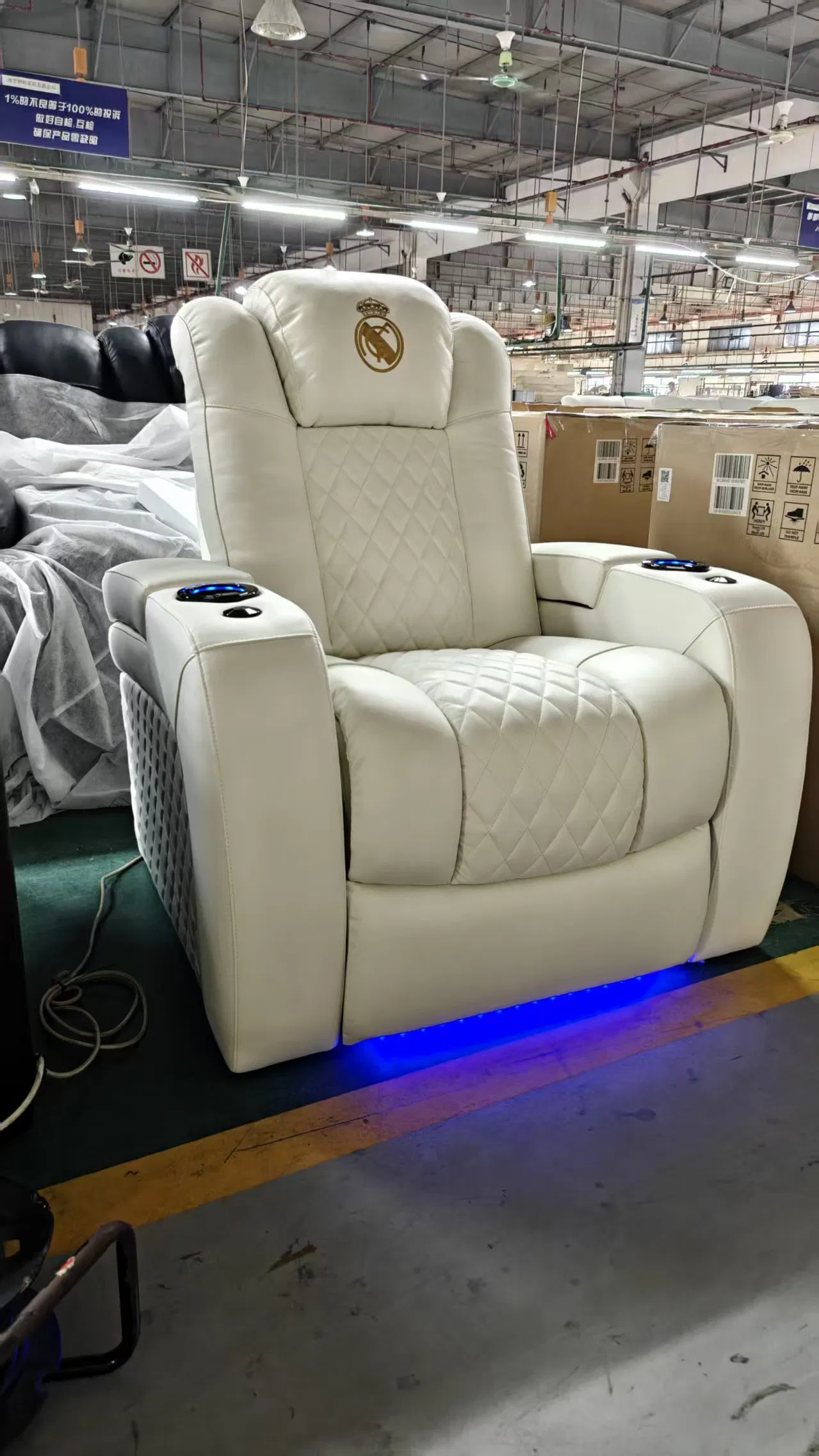 Conjunto de Sofás Reclináveis de Luxo em Couro Genuine Móveis para Sala de Estar