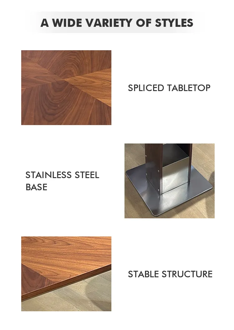 Conjunto de Mesa e Cadeiras de Restaurante em Grão de Noz Luxuoso, Mesa Quadrada de Madeira para Café, Mobiliário de Bistrô com Base Robusta