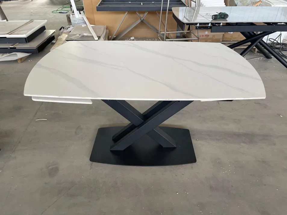 Mesa de Jantar Retangular Quadrada de Cerâmica Extensível em Mármore para Restaurante