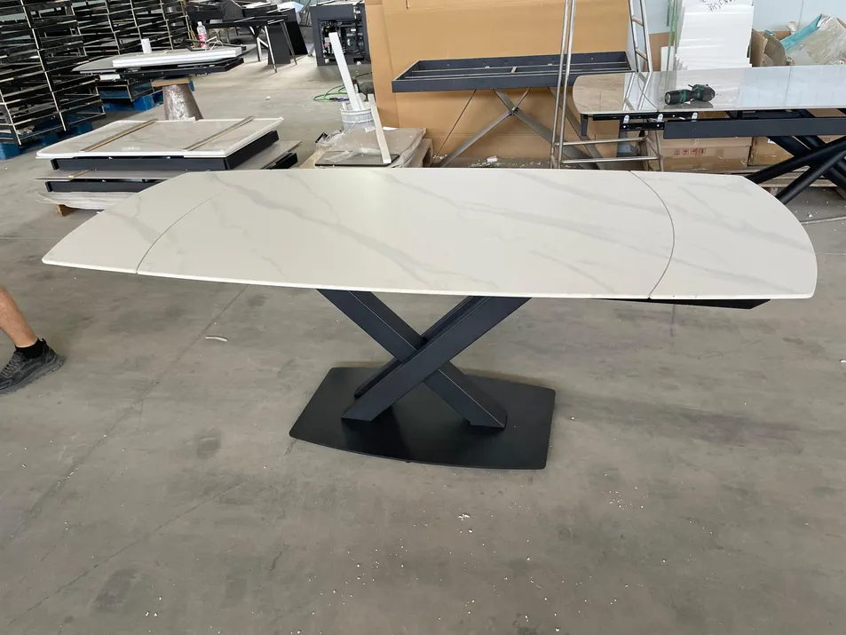 Mesa de Jantar Retangular Quadrada de Cerâmica Extensível em Mármore para Restaurante
