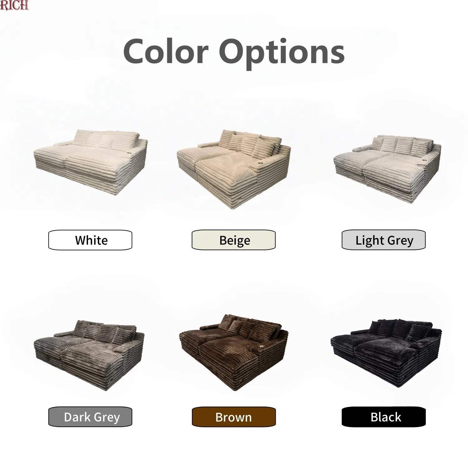 Sofá-cama seccional de veludo modular Villa, tecido macio e peludo para sala de estar