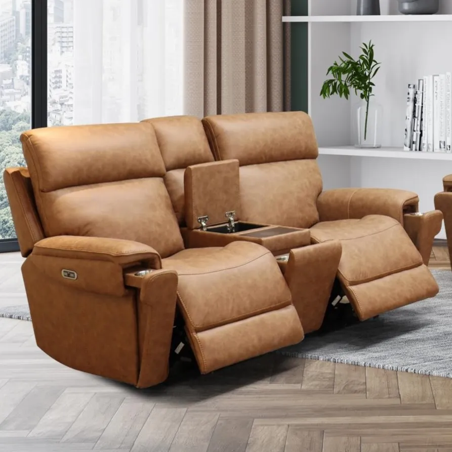 Sofá Recliner Manual de Couro Modular Moderno Conjunto de Sofás para Sala de Estar