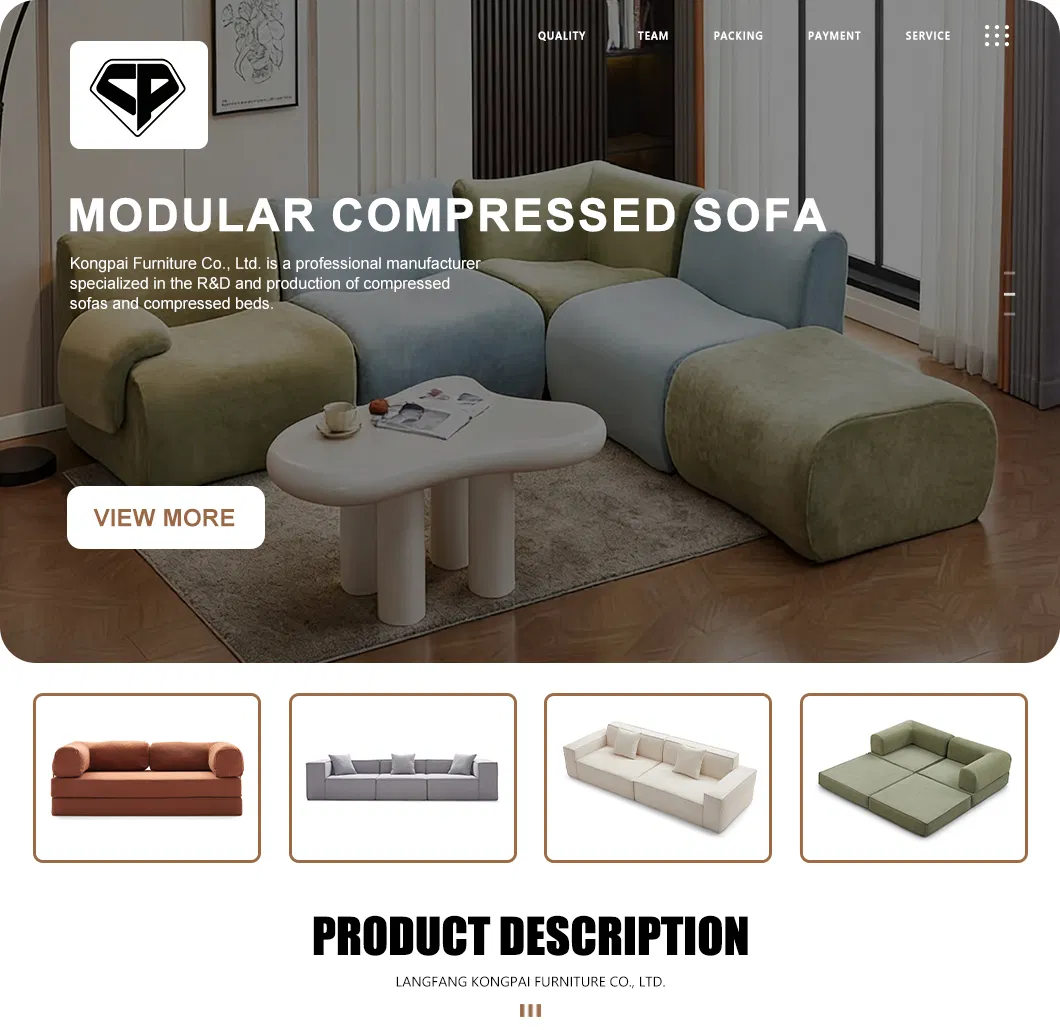 Sofá Modular Comprimido Dobrável Moderno para Móveis de Sala de Estar