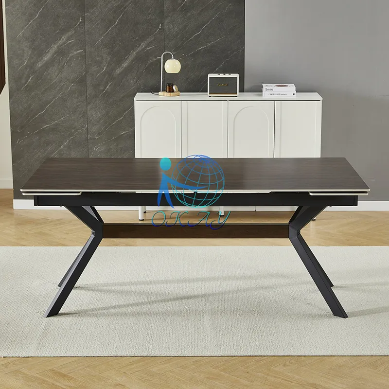 Restaurante Sala de Estar Moderna 6 Mesa de Jantar Retangular Dobrável em MDF
