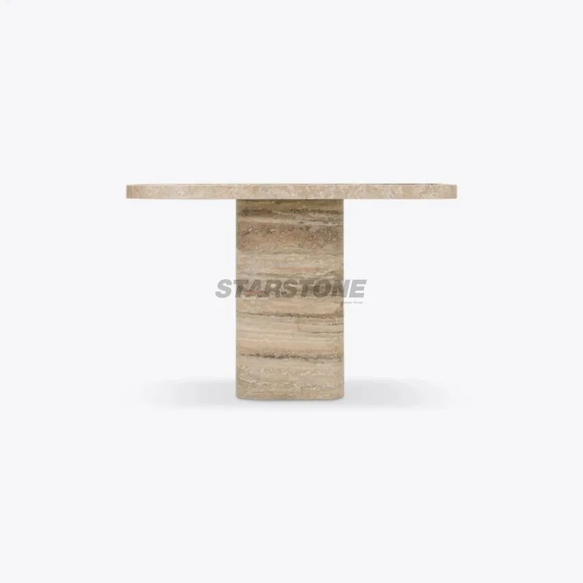 Mesa de Café Retangular Base de Pedra Natural Starstone Mármore Mesa de Café Travertino Prata Antiga Italiana Acabamento Fosco