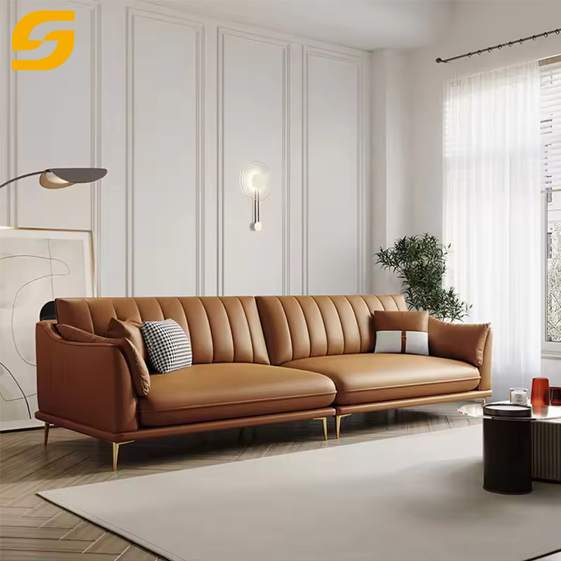 Sofá de Luxo Nordic Light em Tecido Premium 4-Seater Sofá Barato para Pequenos Apartamentos Móveis Modernos para Salas de Estar
